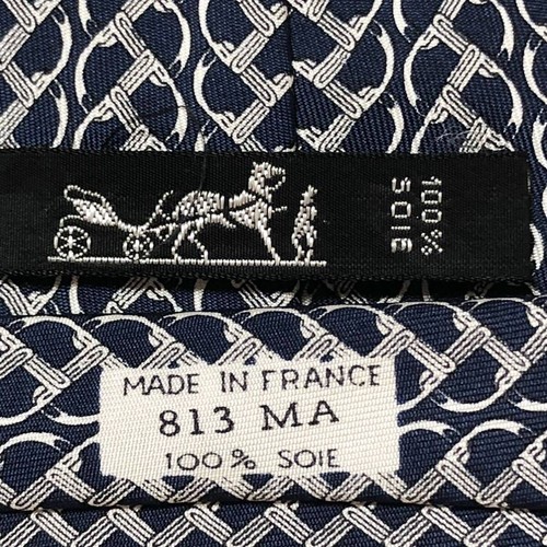 Cravatta Hermès blu navy e grigio chiaro a righe seta 100% Francia modello novità - Foto 6 di 10