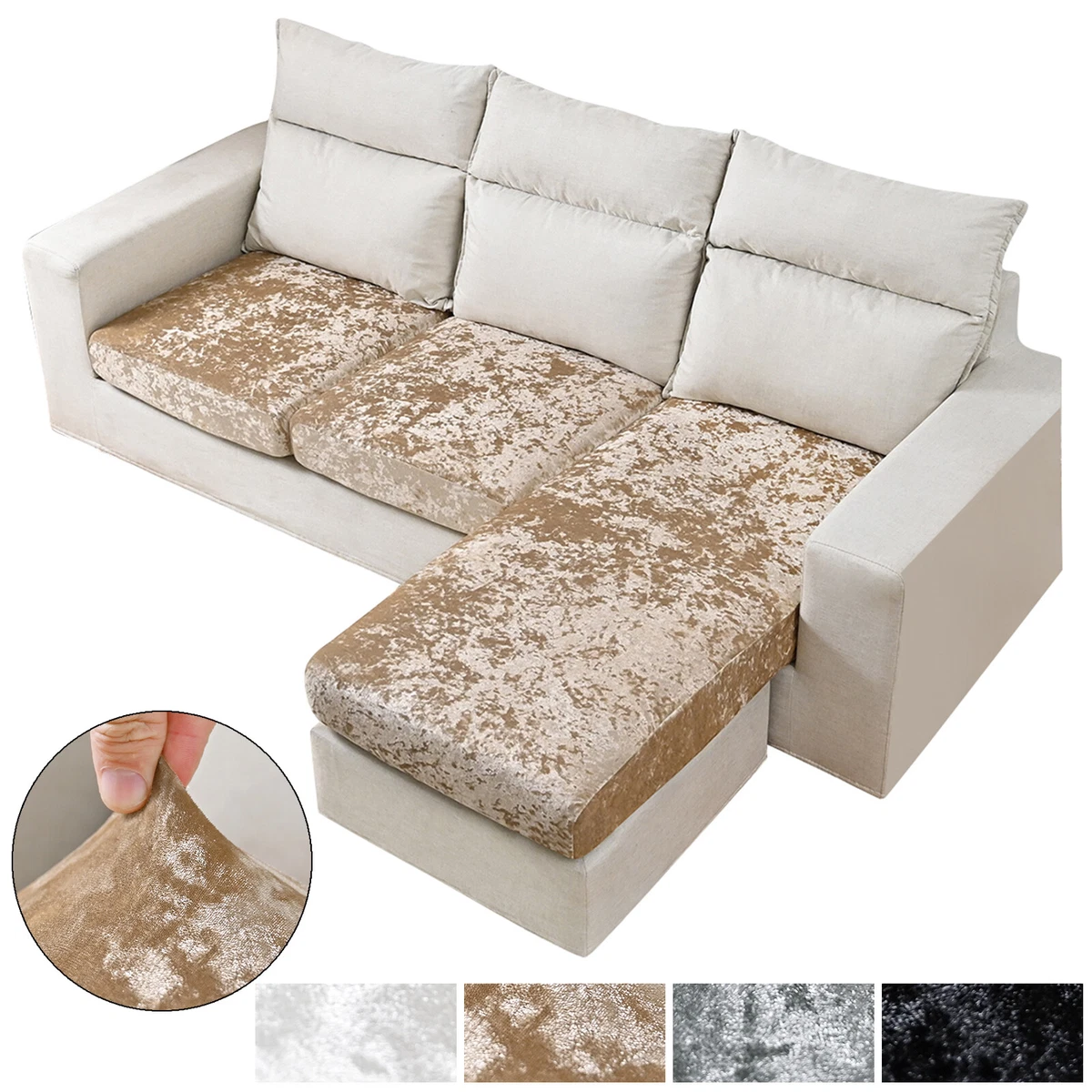Crushed velvet sofa seat cushion covers clearance
