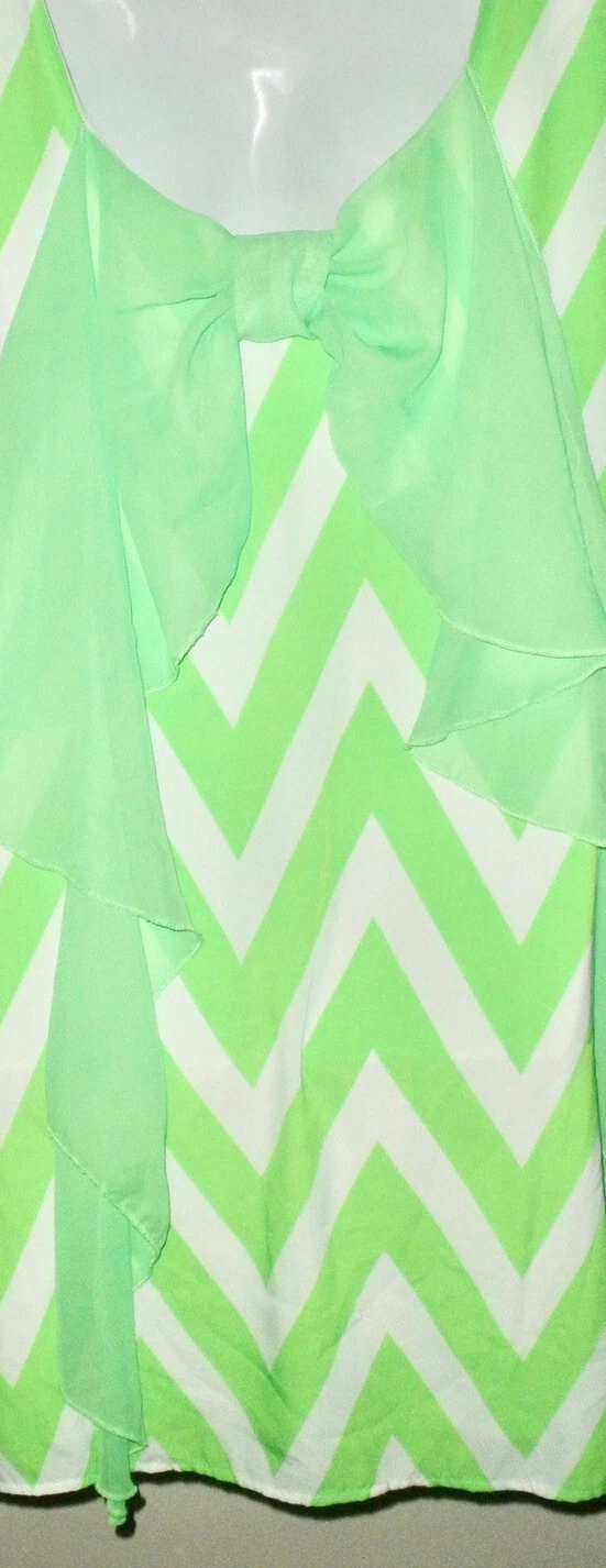 VETEMENTS #237 Abito tunica verde fluorescente e bianco chevron L Pasqua COCOLOVE