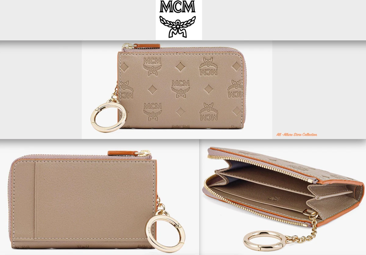 Mcm Monogram Leather Credit Card Keychain Wallet