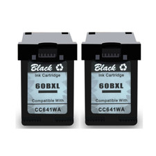 2P Hi-Yield Black Ink For HP 60 60XL DeskJet D2500 4200 F4400 F4500 C4610 Series