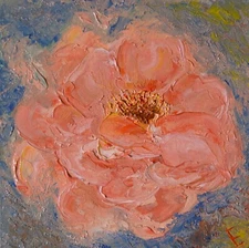 Abstract Flower Wall Art Small Oil Painting Delicate Rose Decor size 8 x 8 in