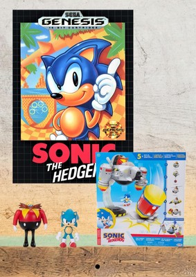 Sonic The Hedgehog Egg Mobile Battle Set & Retro Style Wall Art Tapestry Set
