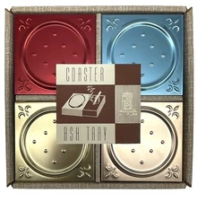 Remembrance Brown & Bigelow The Coaster Ashtray  Mid Century 4 Pc Set 4 Colors