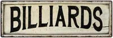 BILLIARDS Farmhouse Style Wood Look Sign Gift   Metal Decor 106180028097