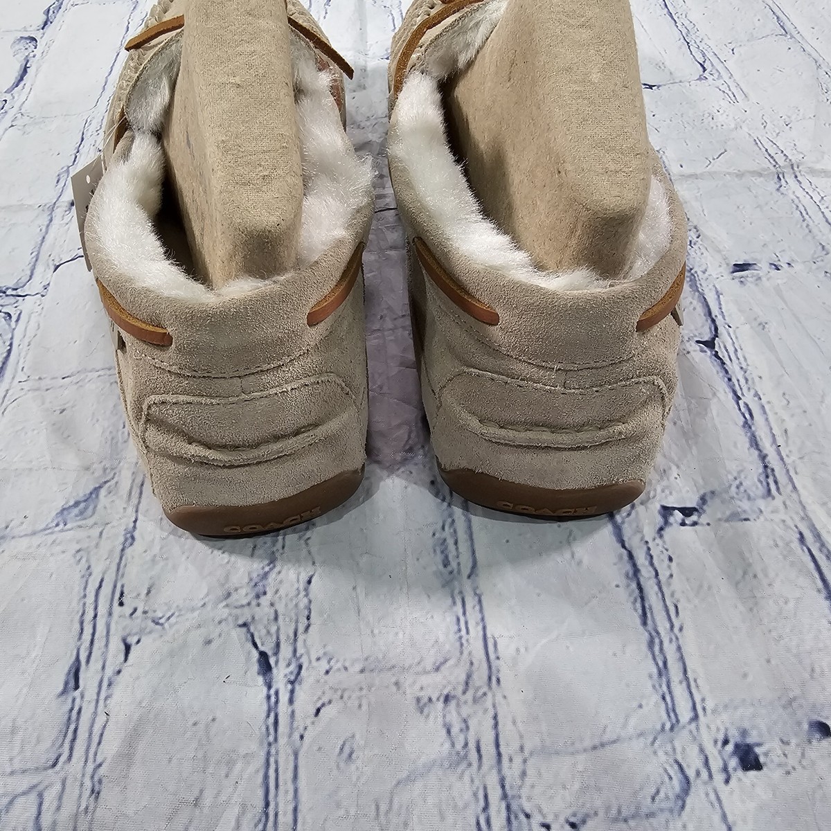 COACH Shoes MENS SIZE 12 Slipper CC743 Sand Suede Fleece Shearling Moccasin COACH Suede Shearling Moccasin - Sand- CC743 Men main image 3