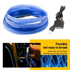 5M LED Car Interior Atmosphere Glow EL Wire Neon String Strip Light Decor Lamp