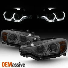 Fits [F32 DRL] 2012-2015 BMW F30 3-Series Smoked LED DRL Projector Headlights