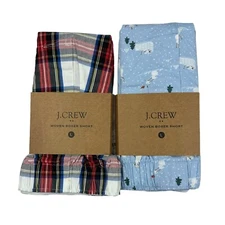 J Crew Boxers Men's LARGE 2 Pair Winter Snowman and Red/White Plaid Boxer Shorts