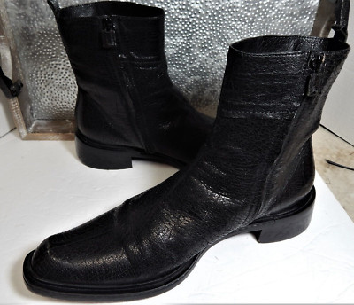 ITALY COSTUME NATIONAL Homme Mens BOOTS Black Exotic Skin Lamb leather Int 10.5