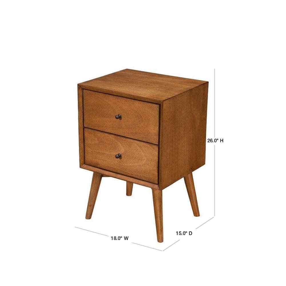 Acron Mid Century Mahogany Wood Nightstand (15"L x 18"W x 26"H) Falak