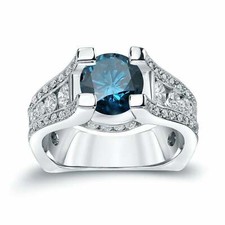 1.50Ct Blue Round CZ Unique Pre Engagement Ring Solid 925 Sterling Silver