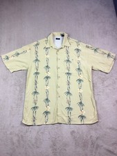 Mens Izod Yellow hawaiian shirt Size large Floral Rayon