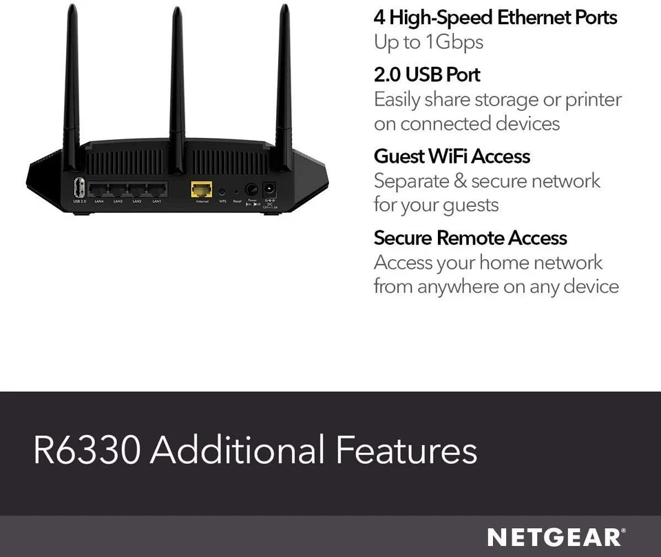 NETGEAR WiFi Router R6330 - Ac1600 Dual Band Wireless Speed up to 1600 Mbps - Image 3 of 4