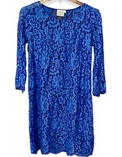 ANTHROPOLOGIE HD IN PARIS BLUE UNLINED FLORAL LACE SHIFT DRESS S