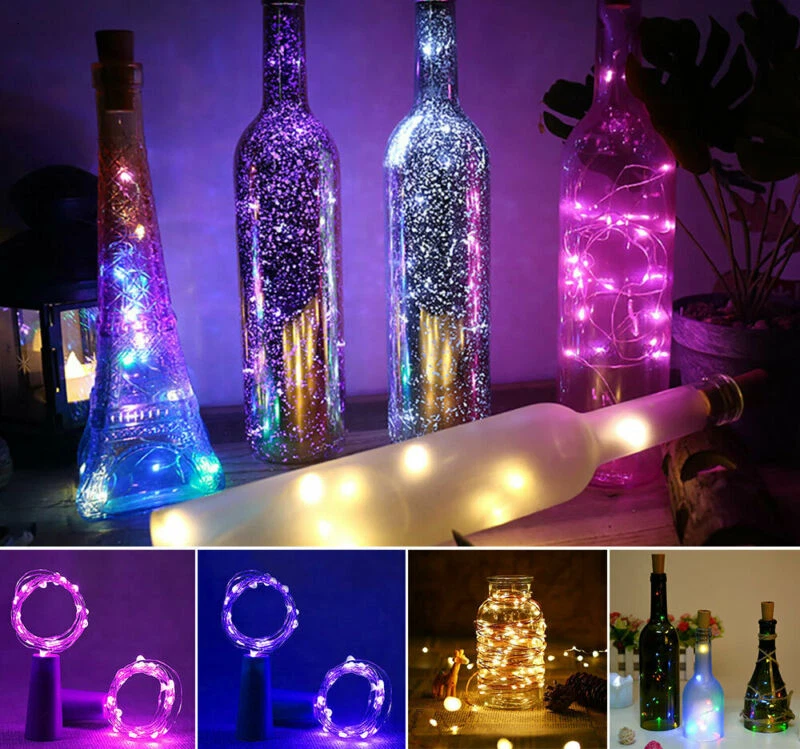 1-10X 20LED Fairy Light Wine Bottle String Lights Cork Copper Wire Xmas Decor - Image 2 of 4