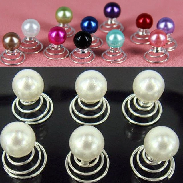 Set 10 Curlies Haarspiralen Perlen Hochzeit Kommunion Haarnadeln Haarschmuck NEU - Bild 2 von 4