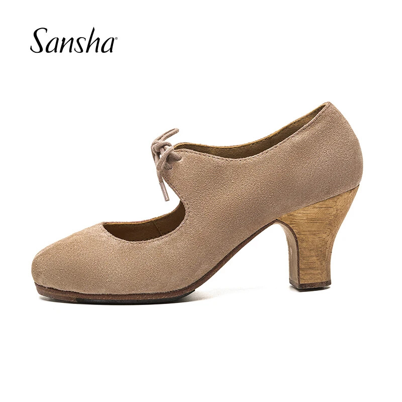 Zapatos de Baile Profesionales Flamenco Con Cordones 6CM Tacón Medio Alto Mujeres Damas