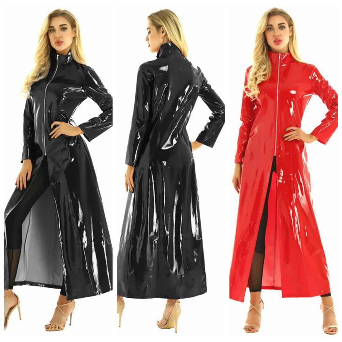 Mens pvc hotsell trench coat