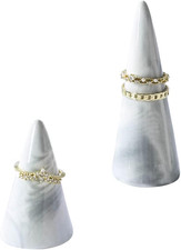 Marble Ring Holder Tower Ceramic Cone Shape Modern Decorative Display Stand for