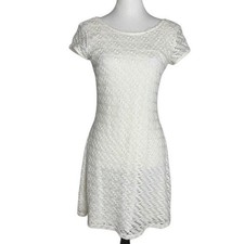 Apt. 9 Textured Lace Fit And Flare Scoop Back Ivory White Womens Size S