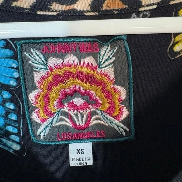 Camisa Johnny Was Mujer XS Leopardo Floral Mariposa Multicolor Manga Larga Boho Foto 4 de 4