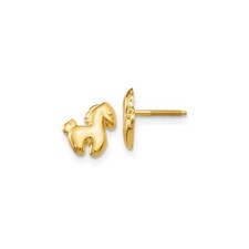 14k Yellow Gold Childrens Pony Screwback Earrings