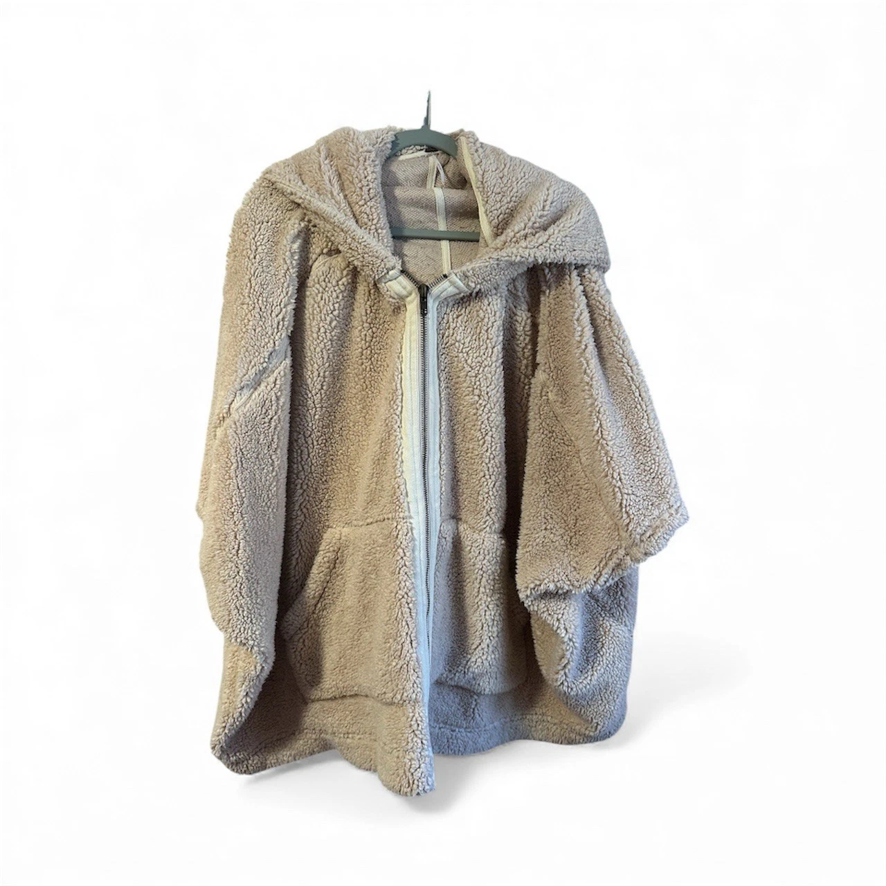Free People Sherpa Hoodie Poncho Oversized Full Zip Preowned Women’s M/L