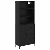 Highboard Eichenoptik Schwarz 69,5 X 34 X 180 Cm Holzwerkstoff
