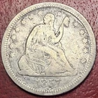 1857 Seated Liberty Quarter. Better Grade. Free Shipping