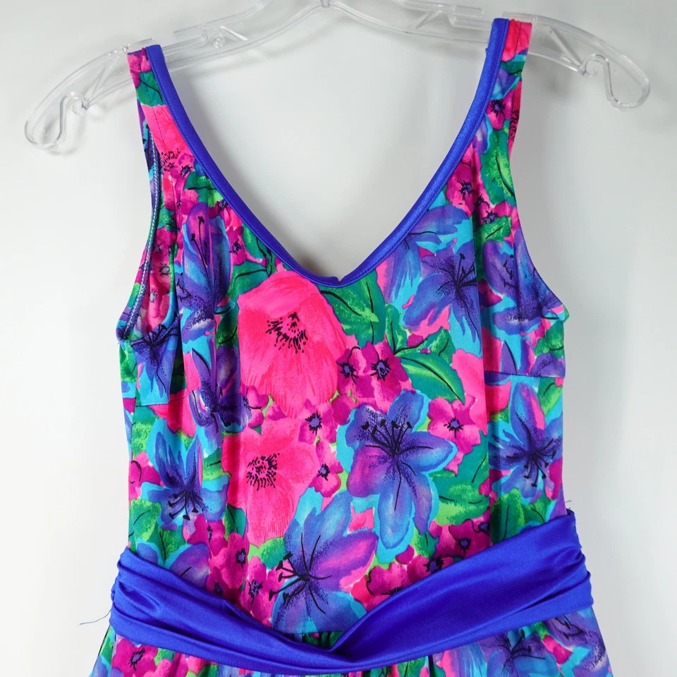 Jantzen Vtg 80s Swimsuit Women's 8 Colorful Floral Print One Piece Shorts Retro - Image 4 of 4