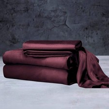 Mulberry Silk Satin Sheet Set - 4 Pc 1 Flat Sheet, 1 Fitted Sheet, 2