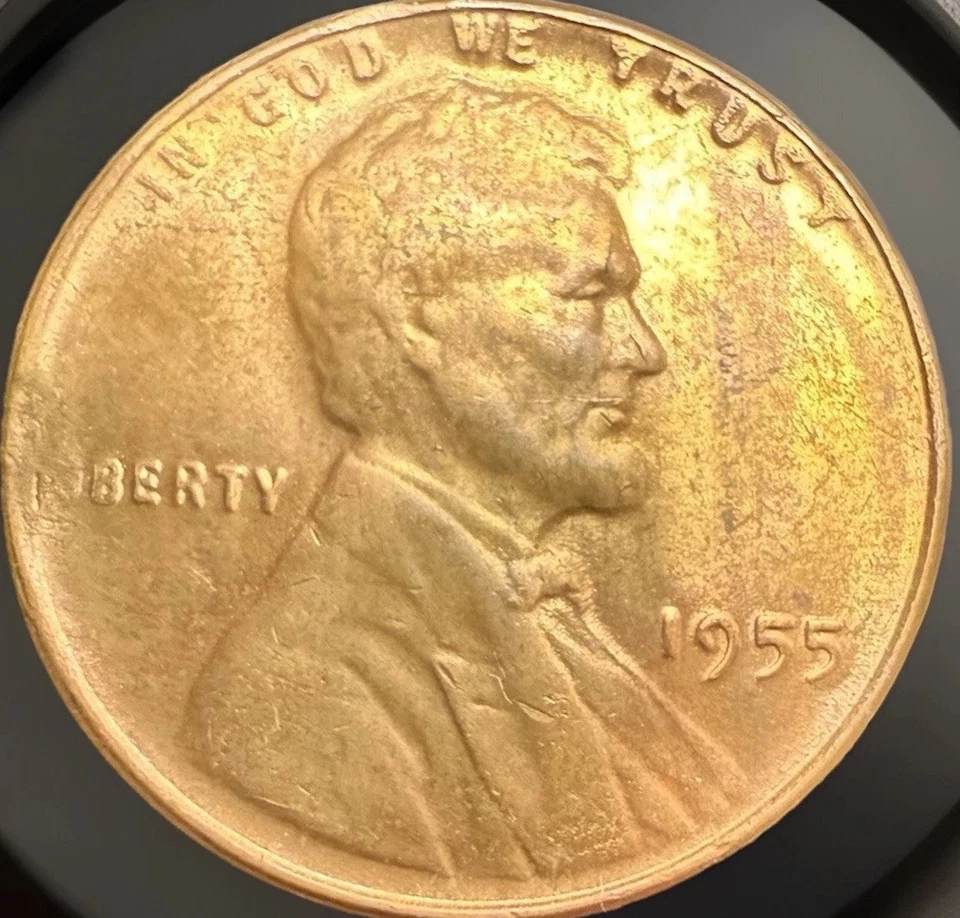 1955 LINCOLN PENNY DDO-003 BU STRIKE THROUGH GREASE POOR MAN DDO ERROR DIE CLASH - Image 2 of 4