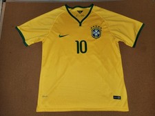 NEYMAR JR #10 Brasil 2014 Short Sleeved Futbol Soccer Nike Jersey Large