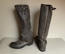 Tolle Stiefel in graubraunem Leder Gr. 39 vintage mit Reißverschluss Cowboystyle