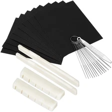 2 Sets (4pcs) 6 String Acoustic Guitar Bone Bridge Saddle and Nut, Made of Re...