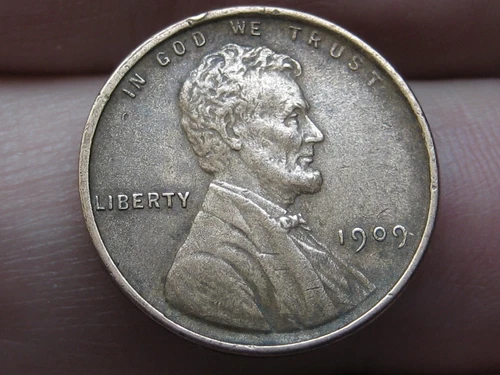 1909 P Philadelphia Lincoln Cent Wheat Penny, XF/AU Details, No VDB