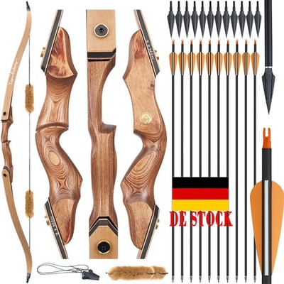 60'' Traditioneller Takedown Recurve Bogen 30-50lbs Rechtshänder Jagd Schießen
