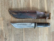 Vintage WWII Cattaraugus 225Q WW2 Trench Knife And Leather Sheath FREE SHIPPING
