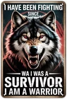 Wolf Warrior Tin Metal Signs Home Décor Vintage Wolf Survivor Warrior Print Aest