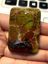 BR19000 47x32x6mm Beautiful Green Sea Sediment Jasper Oblong Pendant Bead