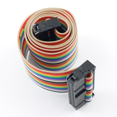 2.54mm Pitch IDC 20 Pin 20 Way F/F Connector Flat Rainbow Ribbon Cable L= 50cm