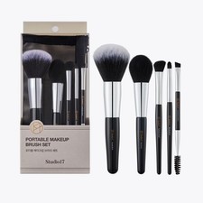 STUDIO17 Travel Makeup Brush Set 5 Pcs Essential Face Eye Makeup Brush Se...