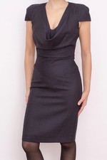 Alexander McQueen Mini dot Wool Cowl Neck Cap Sleeve dress Size 42