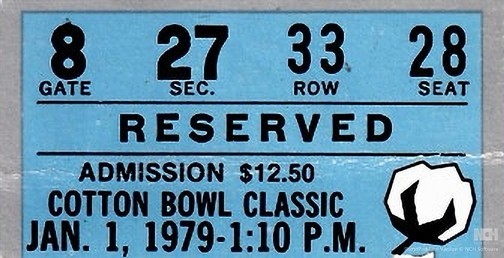 1979 Cotton Bowl football ticket stub (Joe Montana Notre Dame Chicken Soup Game)