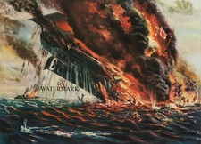 Cartel USS Electric Boat Co submarino torpedos portaaviones Segunda Guerra Mundial 1944 17x22