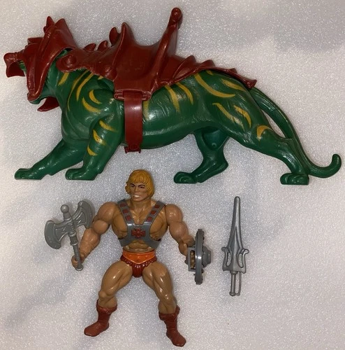 He-man And Battle Cat Complete Motu Vintage Action Figures