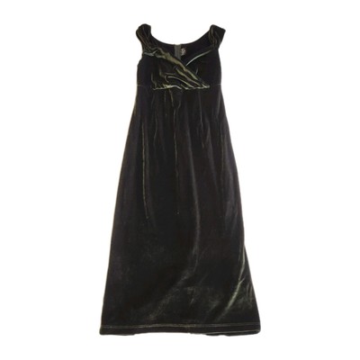 Rock Steady Made in USA Emerald Green Velvet Y2K Vintage Midi Dress SZ M