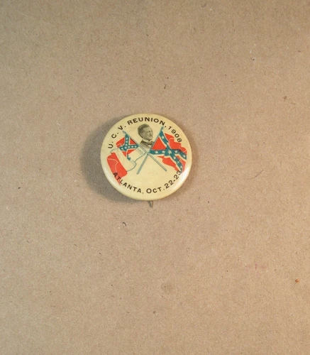 Vintage Civil War Confederate Reunion U.C.V.  Pinback  1908  Atlanta Oct. 22-23