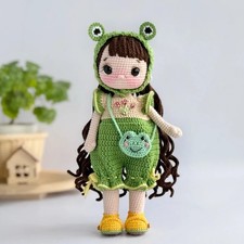 Frog Doll Crochet, Handmade Crochet Amigurumi Doll Gift, Amigurumi Doll